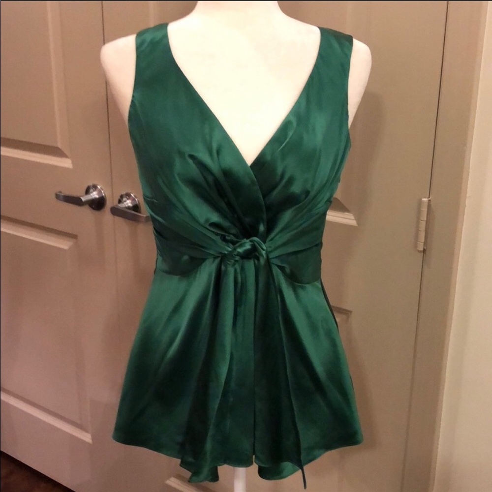 Emerald green silk Cynthia Steffe top